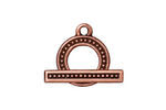 TierraCast Antique Copper (plated) 5/8" Beaded Bar & Ring Toggle Clasp 16x1