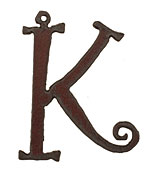The Lipstick Ranch Rusted Iron Letter K Pendant 39x50mm