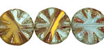 Czech Glass Lemon Sky Flower Window Coin 18mm