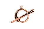 Antique Copper (plated) Graduated Dots Toggle Clasp 20x17mm, 30mm bar
