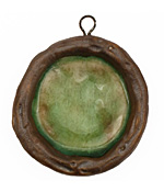 Gaea Ceramic Hand Painted Emerald on Chocolate Round Bezel 29mm