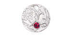 Nunn Design Antique Silver (plated) Decorative Small Circle Tag w/ Ruby Crystal 20mm