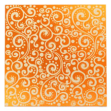 Lillypilly Orange Scrolling Vine Anodized Aluminum Sheet 3"x3", 24 gauge