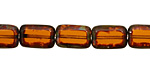 Czech Glass Dark Topaz Picasso Rectangle 12x8mm