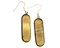 Brass Oval Bezel Earrings 11x36mm