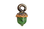 Grace Lampwork Green Grass Acorn 17x28mm