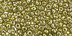 TOHO Gold Lustered Green Tea Magatama 3mm Seed Bead