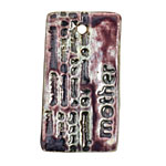 Earthenwood Studio Ceramic Amethyst Iron Mother Text Pendant 25x45mm