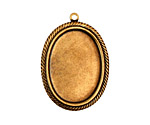 Stampt Antique Brass Herringbone Double Drop Oval Setting 18x25mm