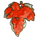 C-Koop Enameled Metal Flame Orange Large Maple Leaf 40x46mm
