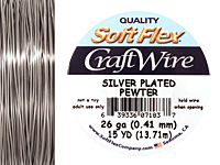 Soft Flex Silver Plated Pewter Craft Wire 26 gauge, 15 yards