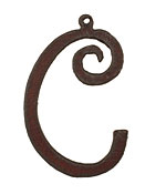The Lipstick Ranch Rusted Iron Letter C Pendant 32x50mm
