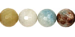 Amazonite Blk. Tourmaline Faceted Round 14mm