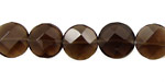 Smoky Quartz Faceted Coin 12mm