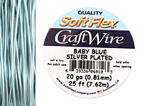 Soft Flex Silver Plated Baby Blue Craft Wire 20 gauge, 25 ft