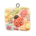 Gaea Ceramic Hand Painted Lady Bug Pendant