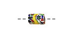 African Trade Bead (blue, green w/ yellow) Barrel 11-15x7-8mm
