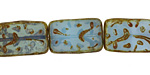 Czech Glass Caribbean Blue Groovy Rectangle 18x12mm