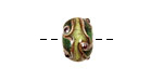 Grace Lampwork Dark Green w/ Silver Foil Rondelle 9x14mm