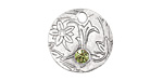 Nunn Design Antique Silver (plated) Decorative Small Circle Tag w/ Peridot Crystal 20mm