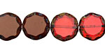Czech Glass Scarlet Lake Bottle Carved Coin 13mm