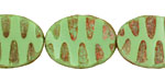 Czech Glass Apple Green Picasso Groovy Oval 18x14mm