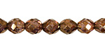 Czech Fire Polished Glass Luster Transparent Gold/Smoky Topaz Round 8mm