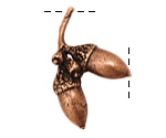 Ezel Findings Antique Copper Acorn Branch Pendant 25x30mm