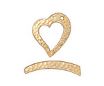TierraCast Gold (plated) Hammertone Heart Toggle Clasp 21x18mm, 27mm bar