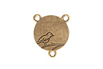 Nunn Design Antique Gold (plated) Small Circle Bird 2-1 Connector 24x20mm