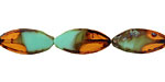 Czech Glass Mint Chocolate Horse Eye 18x8mm