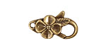 Antique Brass (plated) Floral Lobster Clasp 25x14mm