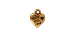 TierraCast Antique Gold (plated) Made with Love Heart Charm 10x12mm