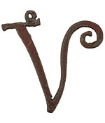 The Lipstick Ranch Rusted Iron Letter V Pendant 49mm