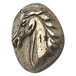Golden Pyrite (silver tone) Carved Horse Pendant 35x44mm