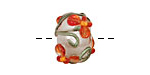 Grace Lampwork Vermilion Flower Rondelle 9x14mm