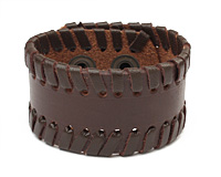 Brown Leather Stitched Edge Cuff 1 1/2"