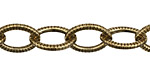 Antique Gold (plated) Large Flat Oval Etched Cable Chain