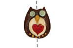 The BeadsNest Lampwork Glass Brown Owl w/ Heart 21-24x19-20mm