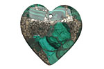 Malachite & Pyrite Heart Pendant 29x38mm