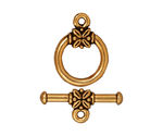 TierraCast Antique Gold (plated) Large Leaf Toggle Clasp 22x16mm, 25 Bar