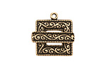 Antique Brass (plated) Scroll Square Toggle Clasp 22x18mm, 21mm bar