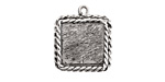Nunn Design Antique Silver (plated) Mini Ornate Square Bezel Pendant 16x20mm