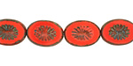 Czech Glass Pink Silk Picasso Oval w/ Star Window 14x10mm