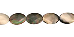 Black Shell Faceted Flat Oval 12x8mm