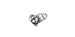 Rustic Charms Sterling Silver Heart on Heart Charm 8x12mm