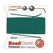 Green Griffin Silk Beading Cord Size 8, 2 meters