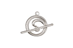 Silver (plated) Simple Spiral Toggle Clasp 18x16mm, 24mm bar