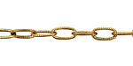 Antique Gold (plated) Long Etched Oval Cable Chain