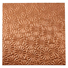 Lillypilly Antique Raised Flower Embossed Patina Copper Sheet 3"x3", 36 gauge